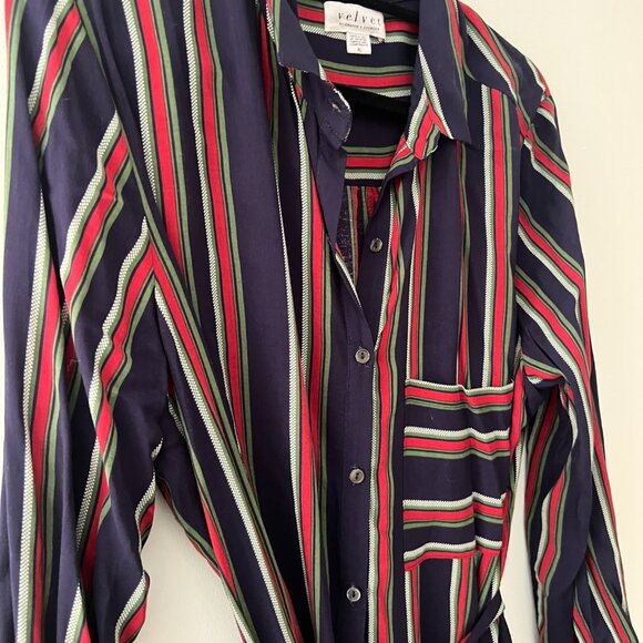 Velvet by Graham & Spencer Women's Pero School Stripe Challis Dress Size XL - Picture 5 of 6